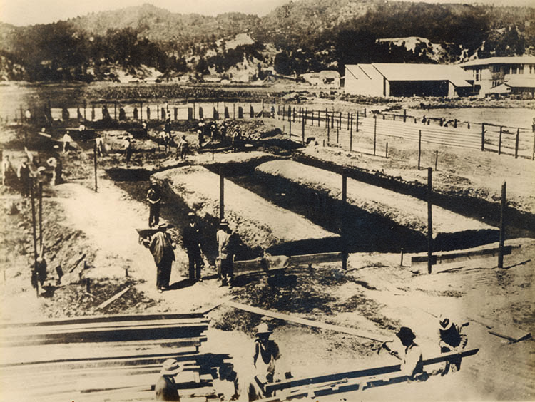 Fundaciones y construcción, previo a levantamiento de edificios de la Universidad de Concepción 1 - Archivo Histórico de Concepción